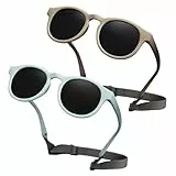 BYZESTY Baby Sonnenbrille 0-36 Monate, 2 Paar Kinder Sonnenbrille, Polarisierte Baby Sonnenbrillen mit Riemen Verstellbar, Polarisierte UV400 Schutz fur Jungen Mädchen