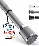 MEISENBERG Duschstange zum Klemmen 370-420cm, Grau, Ø 32 mm - Gardinenstange ohne Bohren - Teleskopstange Vorhang - Spannstange für Fenster, Dusche und Trennwand