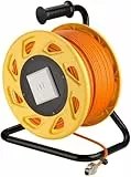 Goobay 58938 Netzwerk Kabeltrommel 90m Outdoor Cat 7A Kabel RJ45 Keystone Buchse Netzwerkkabeltrommel Netzwerkkabel Verlängerungskabel 90m Orange