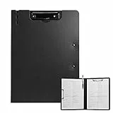 FRETONBA Klemmbrett a4, Schreibmappe Klemmbrett mit deckel, Klemmbrettmappe mit 2 Klemmen, Schreibbrett für Büro/Baustelle/Schule Clipboard Folder Schwarz