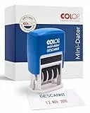 COLOP Datumstempel mit Text GESCANNT | Datum in Deutsch | Jahresband mit 12 Jahren | 2-farbiger Abdruck (Blau/Rot) | S160/L6 | ideal für Büro und Office