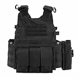 doorslay Modulares Outdoor-Herren-Weste, 600D-Oxford-Gewebe, Jagdausrüstung, Lastenträger mit Trinktasche, Schwarz , M