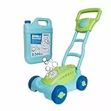alldoro 68700 2-in-1 Seifenblasen-Set, Seifenblasen-Rasenmäher & Nachfüllkanister (2,5L) - Gartenspielzeug mit LED-Licht und Hupe für Kinder ab 3 Jahren