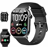 Smartwatch Herren Damen, 1,96' HD Smartwatch 2026 mit Telefonfunktion, Smart Watch Fitnessuhr 113+ Sportmodi, IP68 Wasserdicht, Sportuhr mit Herzfrequenz Schlafmonitor Schrittzähler, für Android iOS