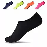 JACKSHIBO Schnell trocknende Wasserhautschuhe für Herren und Damen, Aqua-Socken, Barfuß, für Outdoor, Strand, Sport, Schwimmen, Surfen, Yoga, Übung, Schwarz, S(US W:5.5-6.5,Kids:4-5)