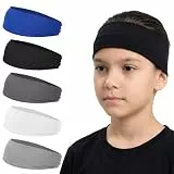 5 Stück Sport-Stirnbände für Kinder, Stirnband Kinder Haarband Jungen Sport Schweißband Atmungsaktiv und Elastisch Stirnbänder Dünn Kopfband Sommer für Laufen, Fußball, Basketball Outdoorsport