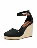 Tommy Hilfiger Damen Wedge Sandalen Flag Closed Toe mit Knöchelriemen, Schwarz (Black), 37