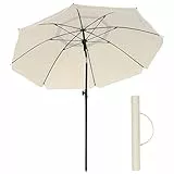 SONGMICS Sonnenschirm, 160 cm, Sonnenschutz, UPF 50+, neigbar um 30 Grad in beide Richtungen, höhenverstellbar, mit Tragetasche, für Balkon, Garten, Terrasse, Strand, ohne Sockel, Beige GPU60WTV1