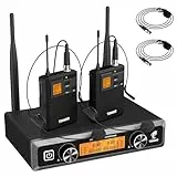 TONOR Duales UHF Mikrofon Kabellos Set mit 2 Bodypack Transmitter/Headset/Lavalier Wireless Microphone, 2x5 Frequenzen 60m Reichweite Funkmikrofon für Gesang, Karaoke, PA System, Lautsprecher TW822