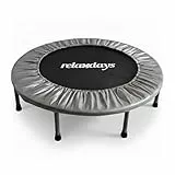 Relaxdays Indoor Trampolin, Ø 95 cm, faltbares Minitrampolin bis 100 kg, Sport & Gymnastik, Fitnesstrampolin, grau