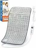 Mia&Coco Heizkissen mit Abschaltautomatik 1,5 Stunden für Rücken Nacken Schulter Elektrisch Wärmekissen 10 Stufen Temperaturstufen Schnell Heiztechnik, 30x60cm Komfort Grau