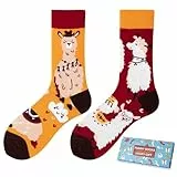 NxnChc Lustige Socken Für Damen Und Herren Unisex Viele Alpaka MotiveTier Essen Obst Sport Kunst Aus Baumwolle Geschenk Asymmetrische Muster Links Und Rechts