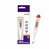 scala SC 17 Digitales Fieberthermometer – wasserdichtes Fiebermessgerät mit Signalton & Speicherfunktion – 60 Sek. Messzeit – starre Spitze – Rot, 1er Pack