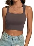 Cuptacc Oberteile Damen Sommer 2025 Basic Ärmelloses Square Neck Shirt Skims Täglich Bauchfreie Tops Desert Taupe Klein S 34-36