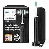 Philips Sonicare 3100 elektrische Zahnbürste, Schallzahnbürste, Andruckkontrolle und Timer, Reiseetui, Schwarz, HX3673/14
