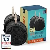 Alphatrail MTB Fahrradschlauch Rick 26 Zoll SV Französisches Ventil 2X Set mit Mobilitätsgarantie I Kompatible Fahrradreifen Schwalbe, Continental, Conti, Maxxis, Onza & Michelin Fahrrad Schlauch