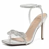 Sowdus Damen Sandaletten mit Absatz Elegant und Bequem Glitzer High Heels, Verstellbarer Knöchelriemen Riemchensandalen Sommer Schuhe Klassische Blockabsatz Diamantsandalen