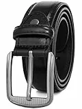 GSG SINCE 1998 Klassischer Ledergürtel für Herren - 37mm breit Gürtel Herren Leder Für Business und formelle Anlässe Gürtel für Männer Ledergürtel in Geschenkbox Schwarz 38-42 inch