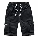 APTRO Herren Kurze Hosen Cargo Shorts Outdoor Sommer Shorts Freizeit Baumwolle Arbeitsshorts Schwarz 5XL