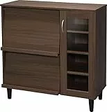 Iris Ohyama, Aufbewahrungsmöbel, Buffet, Geschirrschrank Mit Schiebeplatte und 6 Regalböden, Design, Mehrfachnutzen, Küche, Esszimmer, Wohnzimmer - Cabinet KBN-9390 - Braun