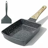GiPP Tamagoyaki Pfanne Induktion,18x13cm Japanische Omelettpfanne,Granit-Antihaftbeschichtung,PFOS/PFOA-frei,Camping Pfanne,Vielseitige Kleine Pfanne für Gebratenes Frühstück（Grau,Tamagoyaki）