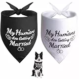 SZEE Hundehalstücher für Hochzeiten, Verlobungsparty-Dekorationen, 'My Humans are Getting Married', Brautparty-Geschenke für die Braut, 2 Stück (Weiß und Schwarz, L)