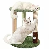 WOOCHPET Kratzbaum Turm mit 3 Kratzstämmen, 55,9 cm hoch, Sisal-Kratzbäume mit lustigem Katzenspielzeug für Kätzchen und erwachsene Katzen, kleiner Katzenturm und Sitzstange für Indoor-Katzen (grün)