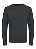 JACK & JONES Herren Basic Knit Crew Neck Pullover - Dark Grau Melange - XL