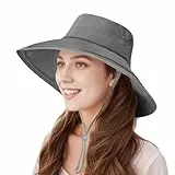 lifwimner Sonnenhüte für Damen, breite Krempe, UV-Schutz, faltbar, Pferdeschwanz, Sommerhut, Kappe, wasserdicht, atmungsaktiv, Safari-Hüte für Strand, Garten, Angeln, grau, M