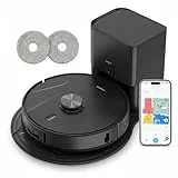 MEDION Saugroboter mit 2-in-1 Absaugstation, Lasernavigation und Wischfunktion X51 SW+ (Starke 10000Pa Saugkraft, 2in1 Roboterstaubsauger, rotierende Wischmopps, Kreuzlinienlaser) grau