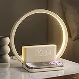 blonbar Tischlampen, Touch Dimmbar mit 3 Helligkeitsstufen,Nachttischlampe mit 10W Wireless Charger,Beruhigender Klang, Lichtwecker, Tageslichtwecker,Einschlafhilfe Babys & Erwachsene für Schlafzimmer