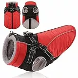 KONVINIT Wintermantel Hund Fleece Hundejacke Hundemantel mit Geschirr Reflektierende Mantel für Hunde Winterweste mit Gepolsterte für Mittelgroße Hunde,Size M
