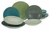 CreaTable, 20963, Serie Nature Collection, 12-teiliges Geschirrset für 4 Personen, Tellerset aus Steinzeug, spülmaschinen- und mikrowellengeeignet, Qualitätsproduktion