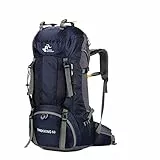 free knight 60L Wasserdichter Rucksack, ultraleichter, packbarer Kletterfischer Reiserucksack Tagesrucksack, handliche Faltbare Camping Outdoor-Tasche mit Regenschutz (Marine blau)