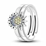QIKAOLA 925 Sterling Silber Offene Ringe für Frauen Daumenring Stern/Mond/Blume/Schmetterling Zierlicher Ring Stapelbare Ringe Verstellbarer Ring