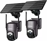 Xega Zwei Packungen- Solare Überwachungskamera Aussen kabellos,Super HD PTZ CCTV Kamera WLAN Überwachungskamera Heim Sicherheit Farbe Nachtsicht PIR Personenerkennung Zwei-Wege-Audio