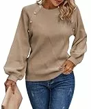 Toplop Damen Strickpullover Winter Rundhals: Herbst Outdoor Jumper Retro Sweatshirt Vintage Mode Langarmshirt Lässig Strickpullis Warm Damenpullover Kuschelpullover Wickelpullover Rot XL