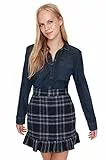 TRENDYOL Damen Trendyol Women's Mini Ruffled Hem Mermaid Line Woven Fabric Skirt, Blau, 34 EU