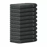 Luckytowel Seiftücher Set 30x30cm – Oeko-TEX kleine Waschlappen Set aus 100% Baumwolle mit 600 g/m² – mit Aufhängeschlaufe – flauschig & saugstark – Gästehandtücher 30x30 – 10er Pack Anthrazit