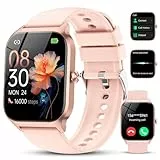 CASCHO Smartwatch Damen Herren, 1.85' HD Smart Watch, 115+ Modi, Fitness Tracker mit Bluetooth Telefonie, IP68 Wasserdicht Schrittzähler Uhr mit bis zu 30 Tage Standby für iOS und Android - Perlrosa