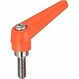 HALDER 24390.0441 Verstellbare Klemmhebel, Orange, d1=22 mm / d2=M10 / l1=20 mm