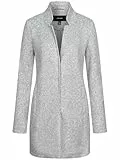VERO MODA Damen Kurzmantel lange Damenjacke mit Stehkragen VMBrushedkatrine 10231027 Light Grey Melange 2 M
