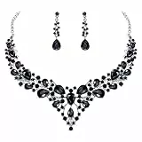 BiBeary Damen Hochzeit Schmuck Set Braut Miraculous Halskette Ohrhänger Tropfen Kristall