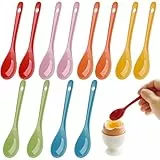 Ferenando 12 Stück Eierlöffel Porzellan Bunt 12cm mit 6 Farben, Keramiklöffel Klein, Porzellanlöffel Mini, Dessertlöffel, Marmeladenlöffel, Keramik Löffel für Eier, Tee, Kaffee, Honig, Joghurt
