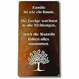Rostikal Familie wie ein Baum – Liebevolles Deko Gartenschild aus Metall in Rostoptik, wetterfest & langlebig - ideal als Geschenk in jeden Garten & Außenbereich