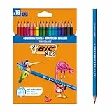 BIC Kids Buntstifte Set Tropicolors, zum Malen in 18 Farben, Malstifte im Karton Etui, ab 5 Jahre, Bruchsichere Mine & ohne Holz