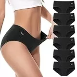 PULIOU Unterhosen Damen Baumwolle Stretch Unterwäsche Frauen Slips Mittel Taille Atmungsaktiv Panties Hipster Mehrpack 6er Pack, Schwarz XL