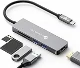 NOVOO 5-in-1 USB-C-Hub mit 4K HDMI-Adapter, 2 USB 3.0-Anschlüsse, SD/TF-Kartenleser, USB-C-Multiport-Hub für MacBook Pro 2019/2018, iMac 2017, Huawei Matebook, Google Chromebook Pixel