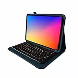 Navitech Blaue drehbare Bluetooth-Tastaturhülle, kompatibel mit DEERTiME Gemini AI 10 Zoll Tablet