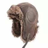 HTTDSLF Unisex Winter Fliegermütze mit Ohrenklappen, Unisex Wintermütze Fliegermütze Trappermütze mit Kunstleder, Warm Bombermütze Russenmütze Aviatormütze für Snowboarden Skaten Radfahren